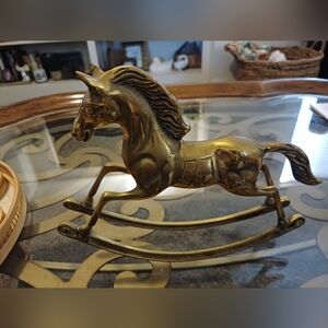 Vintage Brass Rocking Horse Figurine